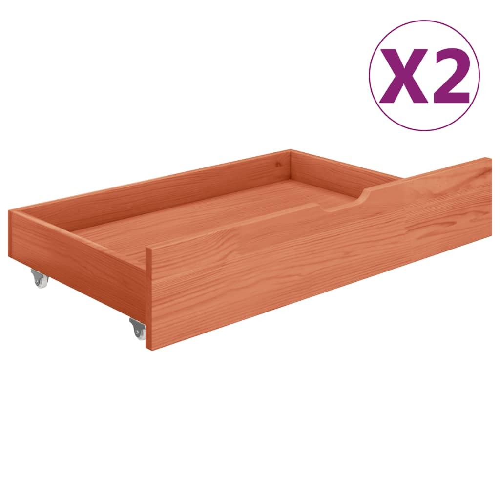 Canopy Bed Frame with 2 Drawers Solid Pine Wood 180x200 cm